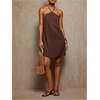 image:imageRoseSeek Womens Boho Tropical Tie Backless Halter Dresses Sleeveless Vacation Beach Short DressBrown