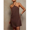 image:imageRoseSeek Womens Boho Tropical Tie Backless Halter Dresses Sleeveless Vacation Beach Short DressBrown