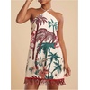 image:imageRoseSeek Womens Boho Tropical Tie Backless Halter Dresses Sleeveless Vacation Beach Short DressMulticolor Beige
