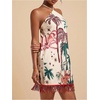 image:imageRoseSeek Womens Boho Tropical Tie Backless Halter Dresses Sleeveless Vacation Beach Short DressMulticolor Beige