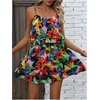 image:imageRoseSeek Womens Boho Wide Leg Short Romper Spaghetti Strap Layered Ruffle Vacation Summer JumpsuitBlack