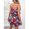 image:imageRoseSeek Womens Boho Wide Leg Short Romper Spaghetti Strap Layered Ruffle Vacation Summer JumpsuitMulticolor