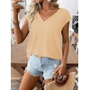 image:imageRoseSeek Womens Bow Shirts Short Cap Sleeve V Neck Asymmetrical Backless Tops Elegant Casual Summer TopsApricot