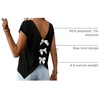 image:imageRoseSeek Womens Bow Shirts Short Cap Sleeve V Neck Asymmetrical Backless Tops Elegant Casual Summer TopsBlack