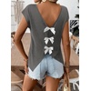 image:imageRoseSeek Womens Bow Shirts Short Cap Sleeve V Neck Asymmetrical Backless Tops Elegant Casual Summer TopsGrey