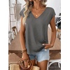 image:imageRoseSeek Womens Bow Shirts Short Cap Sleeve V Neck Asymmetrical Backless Tops Elegant Casual Summer TopsGrey