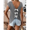 image:imageRoseSeek Womens Bow Shirts Short Cap Sleeve V Neck Asymmetrical Backless Tops Elegant Casual Summer TopsLight Grey