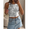 image:imageRoseSeek Womens Camo Graphic Tank Top Crewneck Sleeveless Fitted Crop Tops Summer ClothesGrey