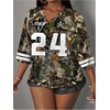 image:imageRoseSeek Womens Camo Jersey Shirts Half Sleeve V Neck Number Graphic Tees Sports Football Jersey StreetwearMulticolor
