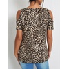 image:imageRoseSeek Womens Camo Leopard Cold Shoulder T Shirts V Neck Short Sleeve Tee Summer Tops Camouflage OutfitsBlack and Brown