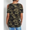 image:imageRoseSeek Womens Camo Leopard Cold Shoulder T Shirts V Neck Short Sleeve Tee Summer Tops Camouflage OutfitsGreen