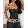 image:imageRoseSeek Womens Cheetah Lace Tank Tops Spaghetti Strap Slim Fit Y2k Going Out Summer Crop Tops CamisoleBrown
