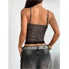 image:imageRoseSeek Womens Cheetah Lace Tank Tops Spaghetti Strap Slim Fit Y2k Going Out Summer Crop Tops CamisoleBrown