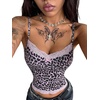 image:imageRoseSeek Womens Cheetah Lace Tank Tops Spaghetti Strap Slim Fit Y2k Going Out Summer Crop Tops CamisoleMulticolor Pink