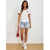image:imageRoseSeek Womens Cherry Embroidery Print Shirt Contrast Color Neck Tee Short Sleeve Graphic Casual T Shirt Summer Tee TopsWhite