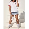 image:imageRoseSeek Womens Cherry Embroidery Print Shirt Contrast Color Neck Tee Short Sleeve Graphic Casual T Shirt Summer Tee TopsWhite With Red