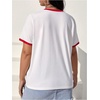 image:imageRoseSeek Womens Cherry Embroidery Print Shirt Contrast Color Neck Tee Short Sleeve Graphic Casual T Shirt Summer Tee TopsWhite With Red