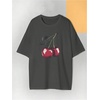image:imageRoseSeek Womens Cherry Graphic Tees Top Crewneck Short Sleeve Baggy T ShirtDark Grey