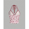 image:imageRoseSeek Womens Cherry Print Halter Cami Tops Backless Slim Fit Summer Going Out Y2K Crop Tank TopPink