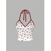 image:imageRoseSeek Womens Cherry Print Halter Cami Tops Backless Slim Fit Summer Going Out Y2K Crop Tank TopWhite