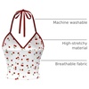 image:imageRoseSeek Womens Cherry Print Halter Cami Tops Backless Slim Fit Summer Going Out Y2K Crop Tank TopWhite