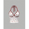 image:imageRoseSeek Womens Cherry Print Halter Cami Tops Backless Slim Fit Summer Going Out Y2K Crop Tank TopWhite