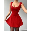 image:imageRoseSeek Womens Cocktail Dresses Sweetheart Neck Sleeveless Mini Dress Slim Fit High Waisted A Line DressRed