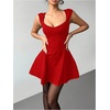 image:imageRoseSeek Womens Cocktail Dresses Sweetheart Neck Sleeveless Mini Dress Slim Fit High Waisted A Line DressRed