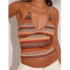 image:imageRoseSeek Womens Colorful Boho Halter Tops Fitted Backless Crop Tops Vacation Beach WearMulticolor