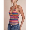 image:imageRoseSeek Womens Colorful Boho Halter Tops Fitted Backless Crop Tops Vacation Beach WearOrange