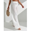 image:imageRoseSeek Womens Cover Up Beach Pants Sheer Mesh Drawstring Wide Leg High Waist Bikini Swimsuit CoverupsWhite