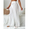 image:imageRoseSeek Womens Cover Up Beach Pants Sheer Mesh Drawstring Wide Leg High Waist Bikini Swimsuit CoverupsWhite