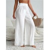 image:imageRoseSeek Womens Cover Up Beach Pants Sheer Mesh Drawstring Wide Leg High Waist Bikini Swimsuit CoverupsWhite