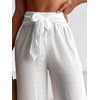image:imageRoseSeek Womens Cover Up Beach Pants Tie Front Mesh Wide Leg Loose Bathing Suit Beach Cover Up PantsPlain White