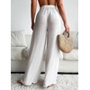 image:imageRoseSeek Womens Cover Up Beach Pants Tie Front Mesh Wide Leg Loose Bathing Suit Beach Cover Up PantsPlain White