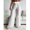 image:imageRoseSeek Womens Cover Up Beach Pants Tie Front Mesh Wide Leg Loose Bathing Suit Beach Cover Up PantsPlain White