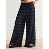 image:imageRoseSeek Womens Crochet Lace Pants Ruffle Layered Elastic Waist Mesh Bathing Suit Cover Up Beach PantsBlack