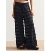 image:imageRoseSeek Womens Crochet Lace Pants Ruffle Layered Elastic Waist Mesh Bathing Suit Cover Up Beach PantsBlack