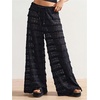 image:imageRoseSeek Womens Crochet Lace Pants Ruffle Layered Elastic Waist Mesh Bathing Suit Cover Up Beach PantsBlack