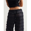 image:imageRoseSeek Womens Crochet Lace Pants Ruffle Layered Elastic Waist Mesh Bathing Suit Cover Up Beach PantsBlack
