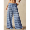 image:imageRoseSeek Womens Crochet Lace Pants Ruffle Layered Elastic Waist Mesh Bathing Suit Cover Up Beach PantsBlue