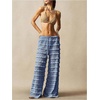 image:imageRoseSeek Womens Crochet Lace Pants Ruffle Layered Elastic Waist Mesh Bathing Suit Cover Up Beach PantsBlue