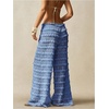 image:imageRoseSeek Womens Crochet Lace Pants Ruffle Layered Elastic Waist Mesh Bathing Suit Cover Up Beach PantsBlue