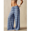 image:imageRoseSeek Womens Crochet Lace Pants Ruffle Layered Elastic Waist Mesh Bathing Suit Cover Up Beach PantsBlue