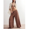 image:imageRoseSeek Womens Crochet Lace Pants Ruffle Layered Elastic Waist Mesh Bathing Suit Cover Up Beach PantsBrown