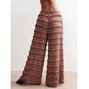 image:imageRoseSeek Womens Crochet Lace Pants Ruffle Layered Elastic Waist Mesh Bathing Suit Cover Up Beach PantsBrown