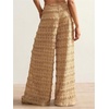 image:imageRoseSeek Womens Crochet Lace Pants Ruffle Layered Elastic Waist Mesh Bathing Suit Cover Up Beach PantsKhaki
