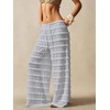 image:imageRoseSeek Womens Crochet Lace Pants Ruffle Layered Elastic Waist Mesh Bathing Suit Cover Up Beach PantsLight Grey