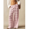 image:imageRoseSeek Womens Crochet Lace Pants Ruffle Layered Elastic Waist Mesh Bathing Suit Cover Up Beach PantsPink