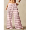 image:imageRoseSeek Womens Crochet Lace Pants Ruffle Layered Elastic Waist Mesh Bathing Suit Cover Up Beach PantsPink